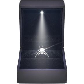 Luxury LED Lighted Engagement Ring Box - Elegant Ink Black Ring Case for Wedding Rings, Perfect for Proposal, Anniversary, Ceremony, and Gift Giving, Model 3