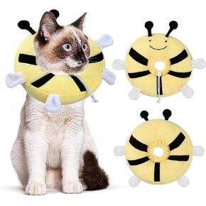 Adjustable cat Cone Collar Soft to Stop Licking After Surgery for Kitten, Alternative to Cone of Shame cat, Donut Cone for Cats, pet Elizabethan Collar (Cow, Medium)