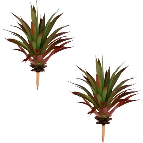 HEVSTIL 2Pack Artificial Faux Succulent Yucca Vera Greenhouse Small Plants, Simulated Succulents Unpotted Fake Succulent Artificial Succulents Plants for Home Kitchen Garden Decor(Autumn Green)