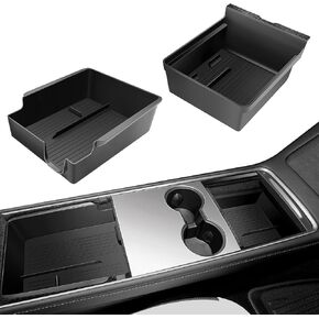 3Pcs Center Console Organizer Tray Compatible for Tesla Model 3 Model Y Accessories 2024 2023-2021 Armrest Hidden Drawer Storage Box [Not Compatible for Model 3 2024]