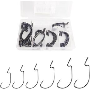 Offset EWG Worm Hooks for Bass Fishing Texas Rig Hooks for Freshwater Saltwater Wide Gap Hooks for Soft Plastic Baits Size #4#2#1 1/0 2/0 3/0 4/0 5/0 in Kuwait