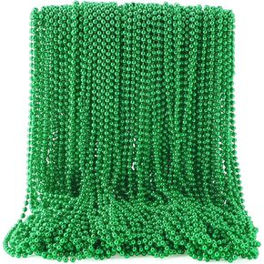 JOYIN 120 Pcs Mardi Gras Bead Necklaces, Gold Green Purple Metallic Colors Necklaces Set for Mardi Gras Party Favors Supplies, Decoration, Costume Accessories, Masquerade