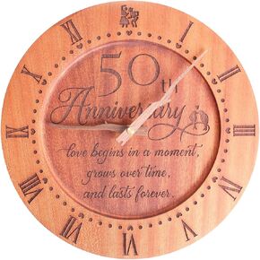 Treble Bee Brown 10 Inches 40th Anniversary Clock, Wooden Wall Decor for Kitchen Living Room, Unique Gift for Couples