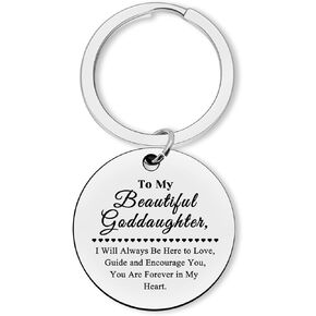 Dabihu Goddaughter Birthday Gifts Goddaughter Keychain Goddaughter Gifts Inspirational Gifts for Goddaughter Baptism Gifts Baby Shower Jewelry Gifts for Godchild Christmas Wedding Graduation Gifts