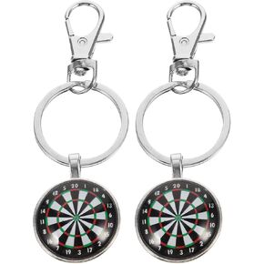 2Pcs Retro Alloy Darts Glass Keychains, Vintage Darts Key Holder Pendant Silver Key Rings Craft Ornaments for Backpacks