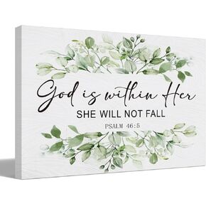 BIWSHA Christian Wall Art,Inspirational Wall Decor, Eucalyptus Sage Green Wall Decor, Motivational Positive Canvas Wall Art Prints, Psalm 51:10 Christian Gifts for Women, Bathroom Decor, 11x14