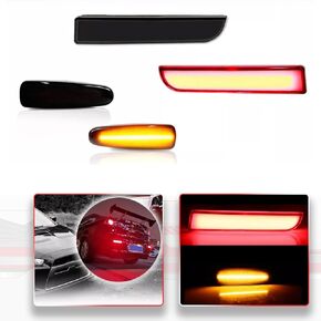 4X Amber Sequential Flash LED Side Marker & Red Lens Red LED Reflector Lights For Mitsubishi Lancer EVO X Outlander