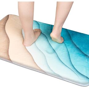 Memory Foam Bathroom Rug, Extra Thick and Soft, Water Absorbent Bath Mat with Plush Microfiber, Non-Slip Bath Rug for Shower Bathroom (Marble White, 31.5''x20'')