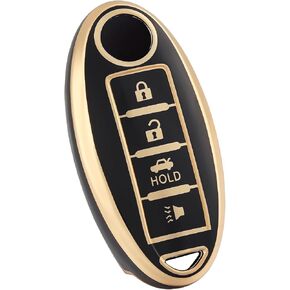 for Nissan Key Fob Cover, TPU Key Case Fit for Nissan Infiniti Rogue Altima Quest Pathfinder Sentra Patrol CIMA Fuga Armada Teana Murano Titan 4 Buttons Smart Car Key (Silver Pink)