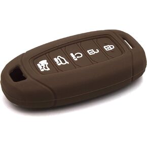 5 Button Silicone fob Remote Smart Key Case Protector Cover Accessories Compatible with Hyundai Palisade 2020 2021 (Black)