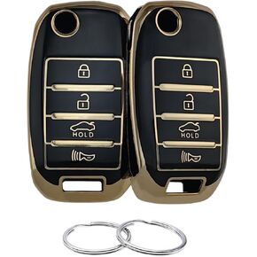 TPU Key Fob Cover Compatible with 2006-2021 Hyundai Accent Elantra Genesis Sonata Kia Forte Forte5 Optima Rio Rondo Sorento Sedona Soul Spectra Sportage （not for Smart Keys(Black/White)