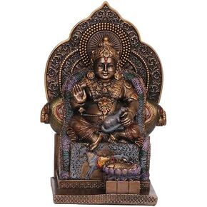 Sitting Kuber Bronze Statue Wealth God Statue, kubera Shakti Color-Brown God of Money Cold cast Resin Home and Office Pooja
