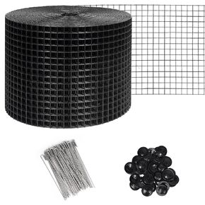 Solar Panel Bird Guard Mesh| 8in x 100ft Black PVC Coated Heavy Duty Galvanized Mesh Roll,70pcs Stainless Steel Clips Fasteners,Critter Guard Roll Kit for Solar Panel