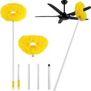 Ceiling Fan Cleaner Duster High Ceiling Fan Cleaner Extended Fan Blade Cleaner Reusable Microfiber Ceiling Fan Blade Cleaner Adjusts 13 to 67 Inch for Cleaning Walls Cobweb Door Window Top （Blue）
