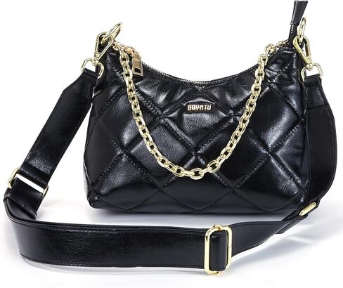 BOYATU Quilted Crossbody Bags for Women：Genuine Leather Shoulder Bags - Vintage Trendy Purse in Saudi Arabia