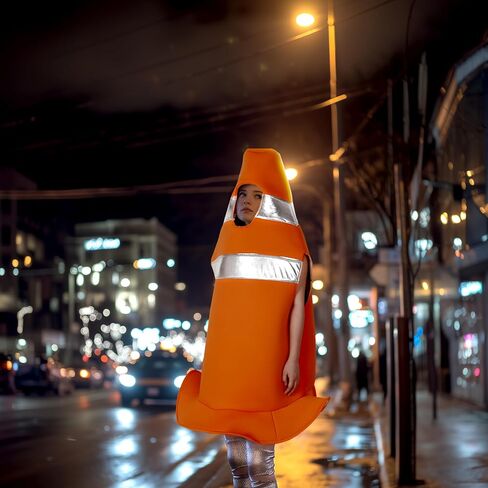 VZQI Traffic Cone Costume Halloween Orange Costume Adult in Saudi Arabia