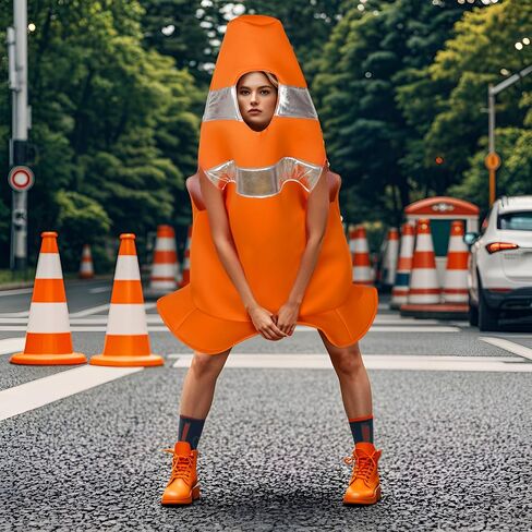VZQI Traffic Cone Costume Halloween Orange Costume Adult in Saudi Arabia