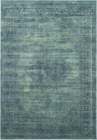 SAFAVIEH Vintage Collection Area Rug - 5'3" x 7'6", Turquoise & Multi, Oriental Medallion Distressed Viscose Design, Ideal for High Traffic Areas in Living Room, Bedroom (VTG112-2220) in Saudi Arabia