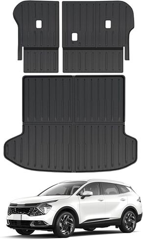 بطانة البضائع وأغطية المقعد الخلفي لكيا سبورتاج 2023 2024 2025 ملحقات الغاز والهجين مع مضخم صوت الشحن (غير مناسب للمكونات الهجينة) (حصيرة صندوق السيارة + حصيرة مسند الظهر) in Kuwait