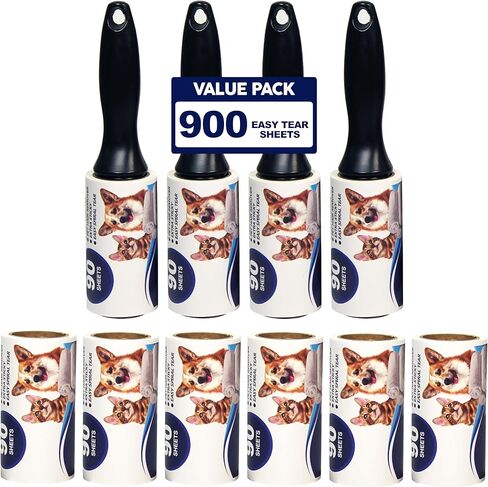 Air Jungles Scented Lint Roller 450 Sheets, Fresh Linen Scent, Extra Sticky, Portable Pet Lint Remover for Pet Hair, Clothing, Car, Furniture, Carpet, Dog & Cat Hair Lint Remover in Saudi Arabia