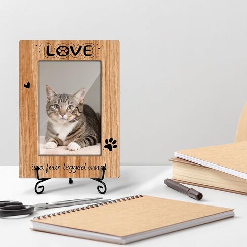 Paw Print Pet Photo Picture Frame Dog Picture Frame, Pet Memorial Picture Frame For Dogs Cat, Photo Gifts For Pet Owner Friends, Insert 4 x 6 Picture -Love Is a Four Legged Word (Vertical)-52 in Saudi Arabia