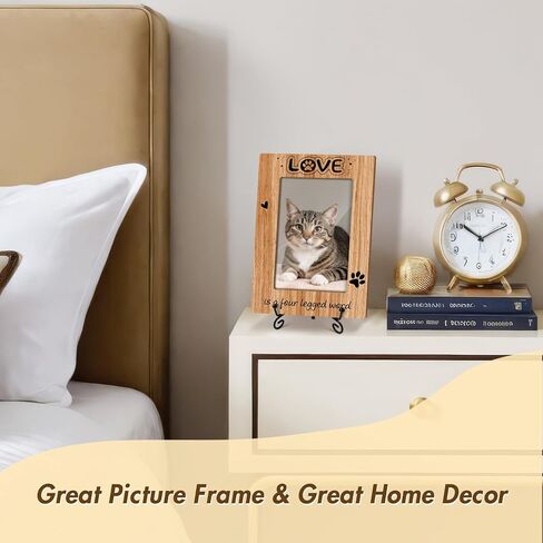 Paw Print Pet Photo Picture Frame Dog Picture Frame, Pet Memorial Picture Frame For Dogs Cat, Photo Gifts For Pet Owner Friends, Insert 4 x 6 Picture -Love Is a Four Legged Word (Vertical)-52 in Saudi Arabia