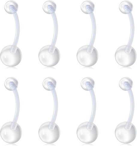 TOKRING Clear Nose Rings Studs Clear Piercing Retainer Set Septum Lip Cartilage Tongue Rook Daith Ear Industrial Nipple Belly Clear Piercing Jewelry for Work Surgery in Kuwait