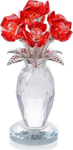 Enjinkail Crystal Purple Rose Flowers Bouquet Ornament, Glass Flowers with Stems Home Decor Crystal Figurine Gifts for Her Girlfriend Wife on Birthday Anniversary Graduation in Saudi Arabia