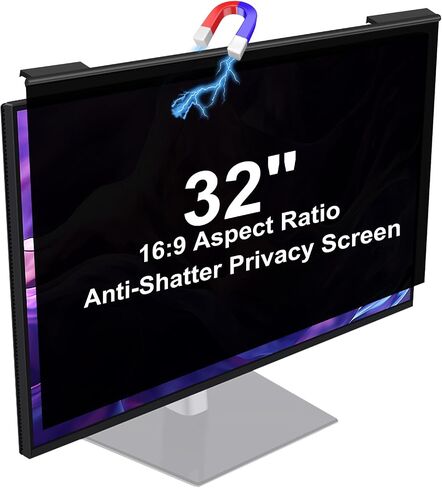 Magnetic Hanging Computer Privacy Screen Filter 27 Inch, Removable Privacy Shield Compatible with 16:9 Widescreen Frameless Monitor, Anti-Impact, Anti-Blue Light, Anti-Glare Protector in Saudi Arabia