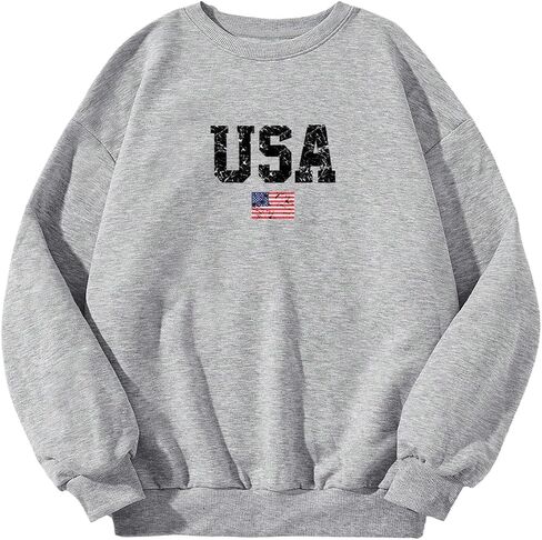 SweatyRocks Women's Plus Size Letter Graphic Sweatshirt USA Print Long Sleeve Pullover Tops in Saudi Arabia