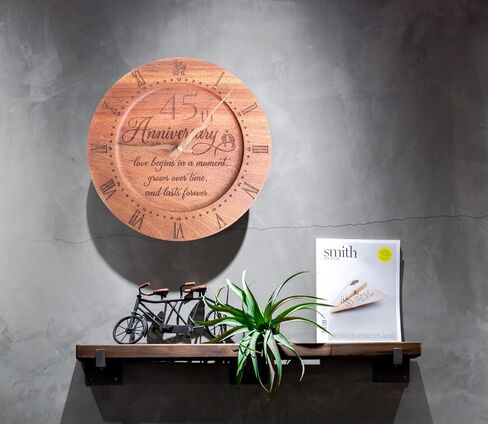 Treble Bee Brown 10 Inches 40th Anniversary Clock, Wooden Wall Decor for Kitchen Living Room, Unique Gift for Couples in Saudi Arabia