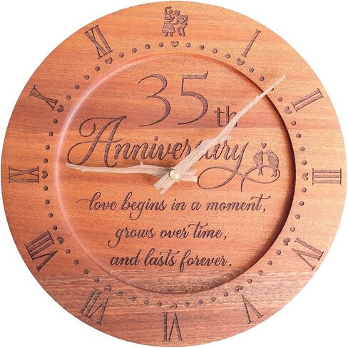 Treble Bee Brown 10 Inches 40th Anniversary Clock, Wooden Wall Decor for Kitchen Living Room, Unique Gift for Couples in Saudi Arabia