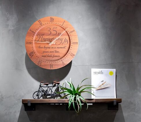 Treble Bee Brown 10 Inches 40th Anniversary Clock, Wooden Wall Decor for Kitchen Living Room, Unique Gift for Couples in Saudi Arabia