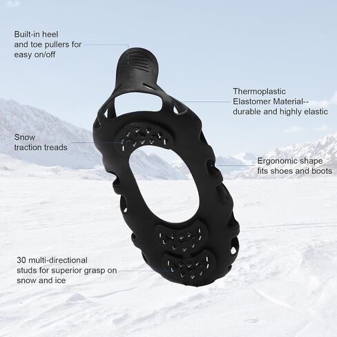 Crampons for Hiking Boots, Ice Cleats for Shoes and Boots, Shoe Spikes Grips Traction for Ice Snow, Ice Snow Shoes Grippers for Men Women Winter Hiking Ice Fishing in Saudi Arabia