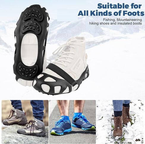 Crampons for Hiking Boots, Ice Cleats for Shoes and Boots, Shoe Spikes Grips Traction for Ice Snow, Ice Snow Shoes Grippers for Men Women Winter Hiking Ice Fishing in Saudi Arabia