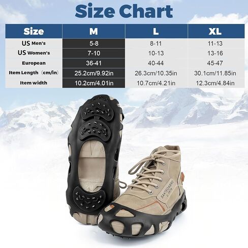 Crampons for Hiking Boots, Ice Cleats for Shoes and Boots, Shoe Spikes Grips Traction for Ice Snow, Ice Snow Shoes Grippers for Men Women Winter Hiking Ice Fishing in Saudi Arabia