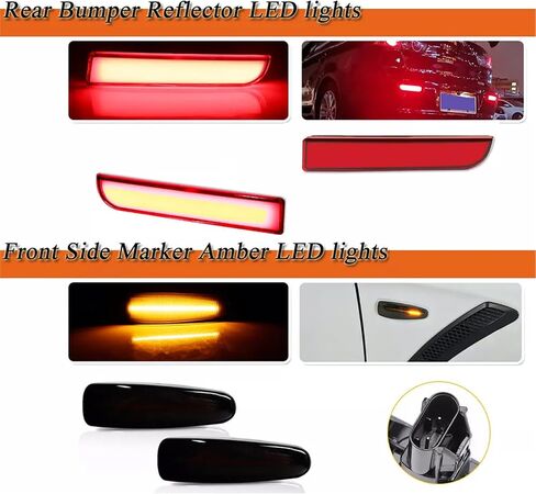 4X Amber Sequential Flash LED Side Marker & Red Lens Red LED Reflector Lights For Mitsubishi Lancer EVO X Outlander in Kuwait