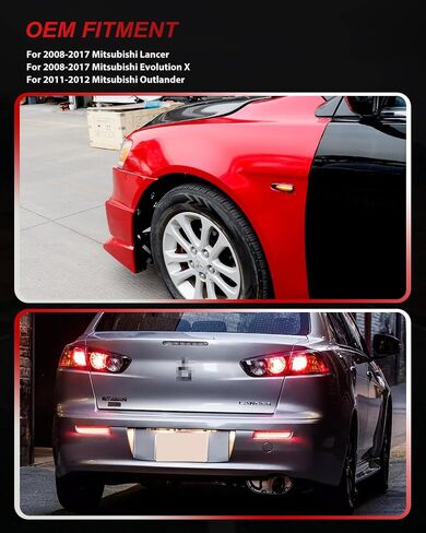4X Amber Sequential Flash LED Side Marker & Red Lens Red LED Reflector Lights For Mitsubishi Lancer EVO X Outlander in Kuwait