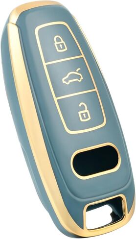 for Audi Key Fob Cover, Premium Soft TPU Key Case Fit for Audi A6L A6 A7 A8 Q7 Q8 E-Tron A3 S3 S6 SQ7 RS6 S7 RS7 Smart Key Protector (Gold Black) in Kuwait