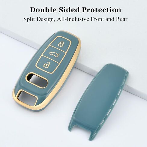 for Audi Key Fob Cover, Premium Soft TPU Key Case Fit for Audi A6L A6 A7 A8 Q7 Q8 E-Tron A3 S3 S6 SQ7 RS6 S7 RS7 Smart Key Protector (Gold Black) in Kuwait
