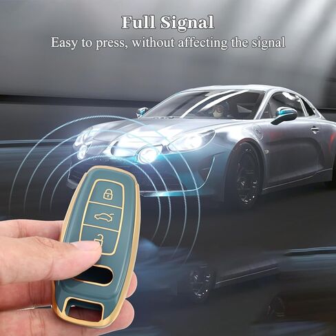 for Audi Key Fob Cover, Premium Soft TPU Key Case Fit for Audi A6L A6 A7 A8 Q7 Q8 E-Tron A3 S3 S6 SQ7 RS6 S7 RS7 Smart Key Protector (Gold Black) in Kuwait
