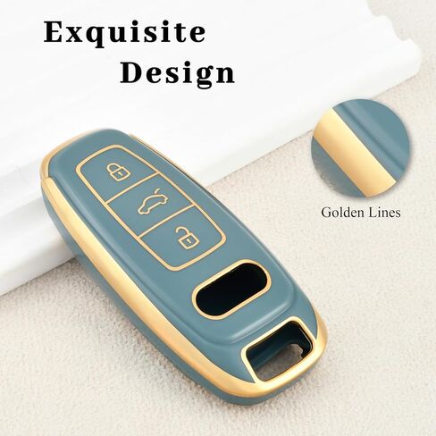 for Audi Key Fob Cover, Premium Soft TPU Key Case Fit for Audi A6L A6 A7 A8 Q7 Q8 E-Tron A3 S3 S6 SQ7 RS6 S7 RS7 Smart Key Protector (Gold Black) in Kuwait