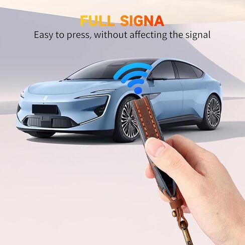 for Kia Key Fob Cover, Leather Key Fob Case Keychain Compatible with Kia Telluride 2023/2024 5 Buttons Smart Remote Control Car Key Protector (Brown) in Kuwait