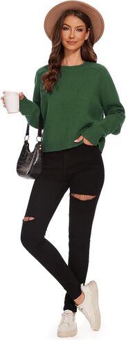 Women's Crew Neck Raglan Long Sleeve Sweaters 2024 Winter Fuzzy Knit Casual Ribbed Pullover Tops in Saudi Arabia