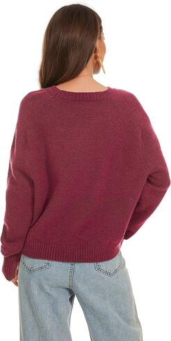 Women's Crew Neck Raglan Long Sleeve Sweaters 2024 Winter Fuzzy Knit Casual Ribbed Pullover Tops in Saudi Arabia