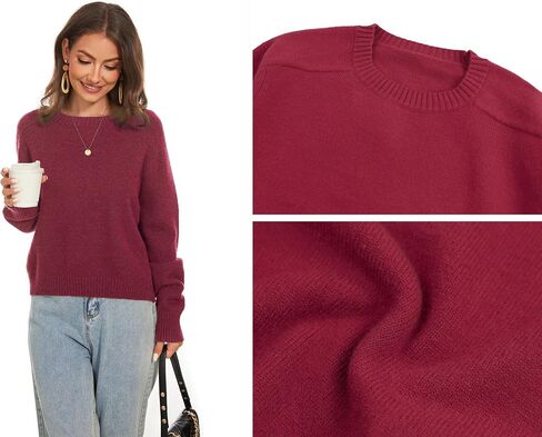 Women's Crew Neck Raglan Long Sleeve Sweaters 2024 Winter Fuzzy Knit Casual Ribbed Pullover Tops in Saudi Arabia