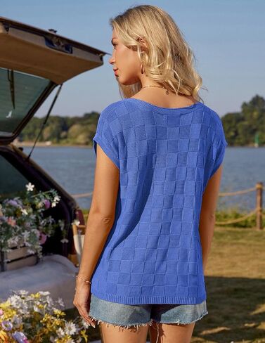 GRACE KARIN 2025 Women Short Sleeve Sweater Casual Off The Shoulder Sweaters Spring Summer Loose Fit Knit Light Shirts in Saudi Arabia