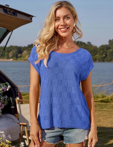 GRACE KARIN 2025 Women Short Sleeve Sweater Casual Off The Shoulder Sweaters Spring Summer Loose Fit Knit Light Shirts in Saudi Arabia