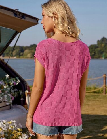 GRACE KARIN 2025 Women Short Sleeve Sweater Casual Off The Shoulder Sweaters Spring Summer Loose Fit Knit Light Shirts in Saudi Arabia