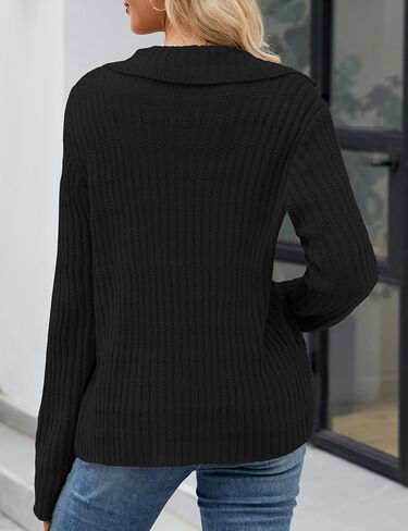 سترة نسائية غير رسمية بأكمام طويلة ورقبة على شكل طية صدر من Genhoo وسترات صوفية متماسكة وأزرار للأسفل موضة خريف 2024 سترات للسيدات ملابس خارجية in Kuwait